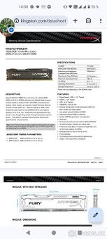 Paměť DDR4 2133 hyper x 2x 8gb