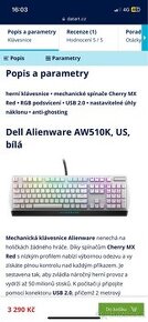 Klávesnice Dell Alienware AW510K, US (545-BBCH) bílá
