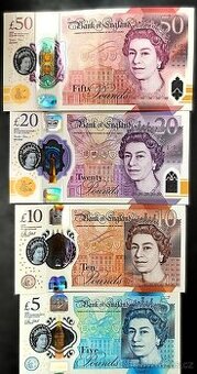 Sada 5 - 50 liber Velká Británie Alžběta II. UNC polymer