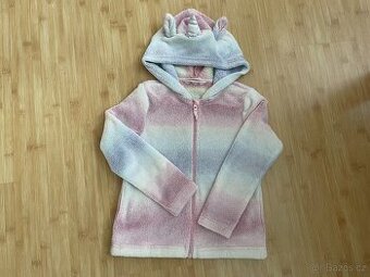 Duhová mikina H&M s oušky - vel. 122/128
