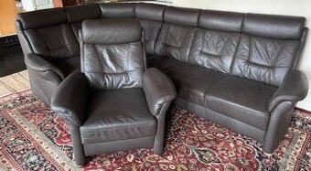 Rohová kožená sedačka s křeslem,5444