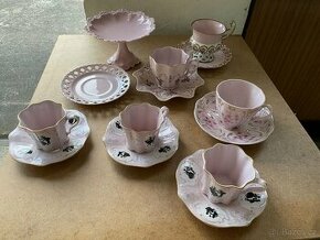 historický, retro růžový porcelán