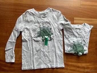 Stegosaurus trička 122 pro dvojčata