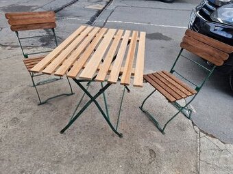 Zahradní Set Kov Dřevo Komplet 70x97 výška 73 cm