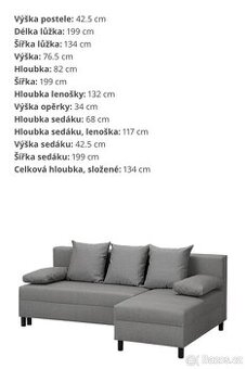 Rozkládací rohová pohovka, sedací souprava Ikea angsta