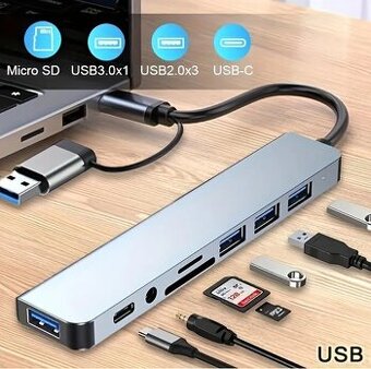 USB-C/USB hub s SD,microSD, USB 3.0&USB 2.0,Jack