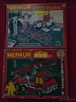 2 prázdné staré krabice od stavebnice Merkur