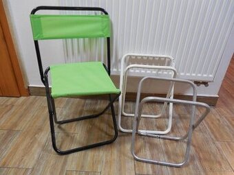 židlička skládací + 2x kovová konstrukce