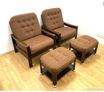 Retro křesla s podnožkou Hikor 70. léta