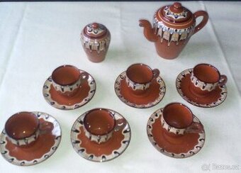 kávový servis, hnědý