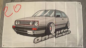 Banner - prapor - vlajka VW Golf II šedý 90x150 cm