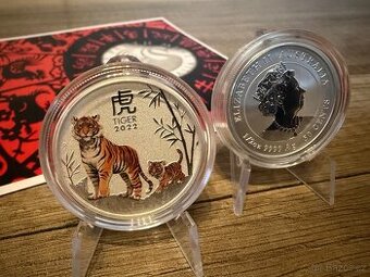 1/2oz mince Rok Tygra 2022 kolorovaná
