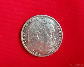 Stříbrná mince, 5 marka r. 1938