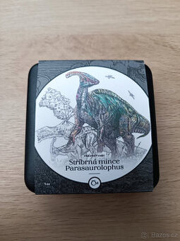 Stříbrná mince Pravěký svět - Parasaurolophus proof
