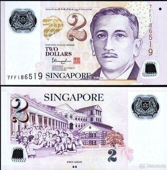 Singapur - 2 Dolary bankovka, 2022, UNC