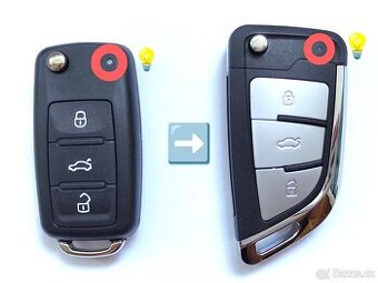 Klíč Škoda Volkswagen Seat.  Stačí přendat elektroniku dálko