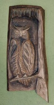 Obraz - drevo - sova - 42 cm