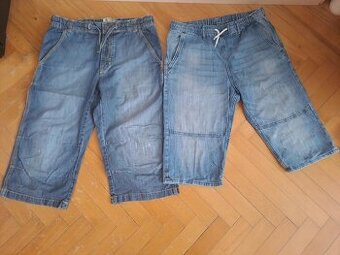 2x Džínové 3/4 kraťasy vel. 170