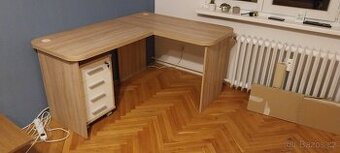 rohový psací stůl s úložným kontejnerem