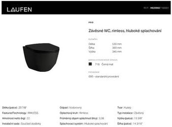 NOVÉ - WC závěsné Laufen PRO - černá mat