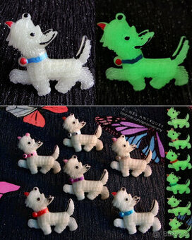 Fosforová brož - pes, pejsek - běžící, s vyplazeným jazykem