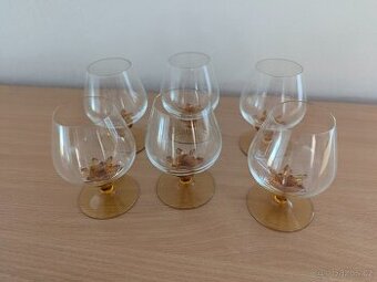 Designové sklenice s jantarovým dekorem – set 6 ks
