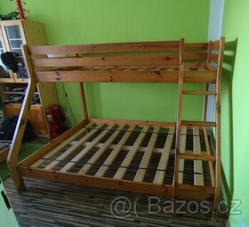 Patrová postel 140x200 z masivu, včetně matrace, roštů... - 1