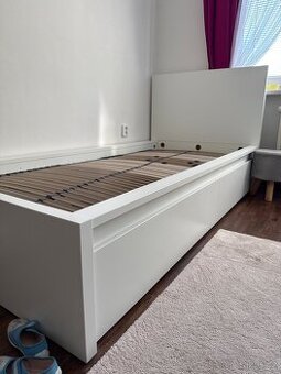 Postel Malm IKEA 90-200cm s roštem - Bílá
