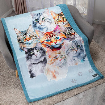 NOVÁ beránková deka kočky