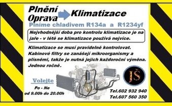 Plnění Klimatizace r 1234 yf - r 134 a - Dezinfekce ozónem