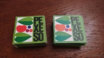 2x retro pexeso s motivem „Listy a plody“