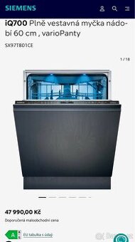Nová vest. myčka SIEMENS STUDIOLINE SX97T801CE-TOP MODEL