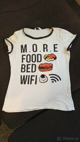 dívčí bílé tričko more food,bed wifi vel.M