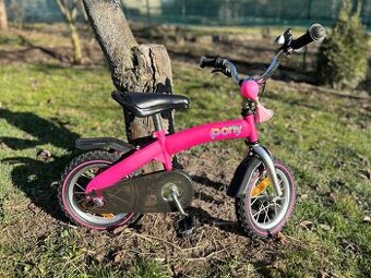 ROYALBABY Pony 2v1 Dětské odrážedlo a kolo 12" růžové