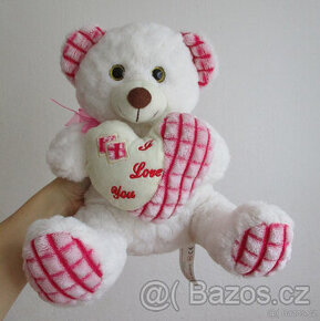 Bílý plyšový medvěd se srdcem I love you 30 cm