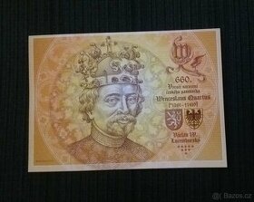 bankovky VÁCLAV IV.a KAREL IV. v UNC sběratelském stavu jako
