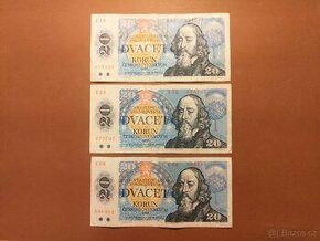 Bankovky 20 Kčs 1988 - 1