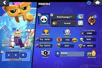 Brawl stars účet 100k,3 Prestige,4×masters