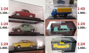 Modely aut 1:24, 1:43 mix