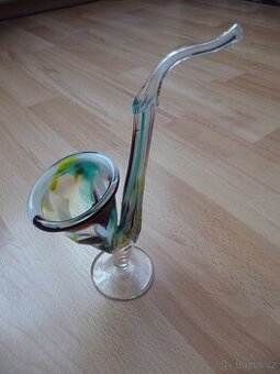 Starožitná skleněná fajfka, žíhané sklo, r. 1940