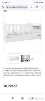 Dětská dřevěná postýlka s přebalovacím pultem