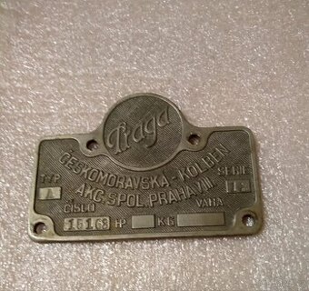 Originál výrobní štítek Praga