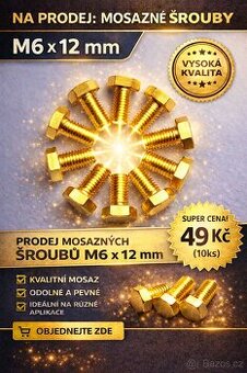 Mosazné šrouby M6x12