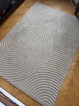 Štýlový béžový koberec s 3D vzorom / Swirl rug