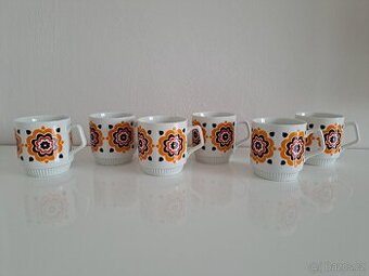 Retro sada hrnků - Československo / Duchcov - mandala