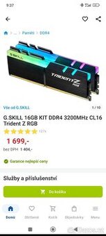 G.SKILL 28GB KIT DDR4 3200MHz CL16 Trident Z RGB