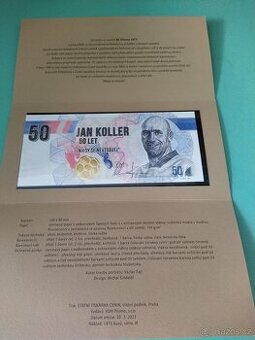 Pamětní list, bankovka Jan Koller