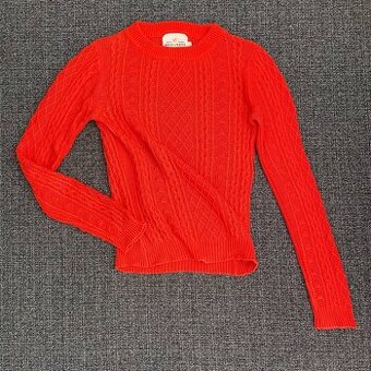 Dámský červený pletený vánoční svetr Lindex vel. XS/34-36