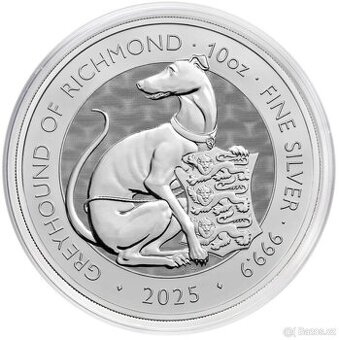 10oz stříbrná mince The Tudor Beasts Greyhound 2025