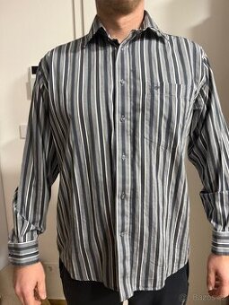 Košile šedá, proužkovaná - ruční výroba Janek Collevtion